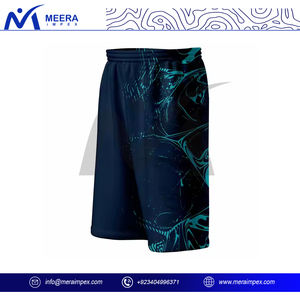 Short bleu marine personnalisé pour hommes, short de fitness léger sublimé à taille élastique pour hommes - Product Image 4