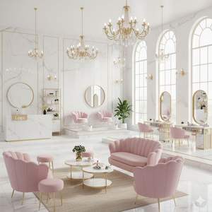 Muebles de Madera Comerciales de Lujo Modernos para Salón de Belleza Pinky, para Uso en Hoteles, Centros Comerciales, Exteriores y Gimnasios - Product Image 3