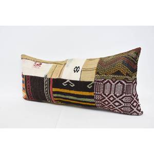 Multicolor Wool Kilim <b>18x18</b> Inch Decorative Accent Pillow Woven with Vintage Fluffy Leaves Pattern 16x36 Inch Patchwork Cushion - Product Image 4
