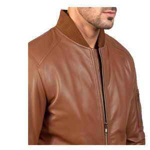 Chaqueta de Cuero Entallada para Hombre con Cuello Alto y Cierre de Cremallera, Estilo Urbano para Invierno, Servicio OEM Disponible - Product Image 3