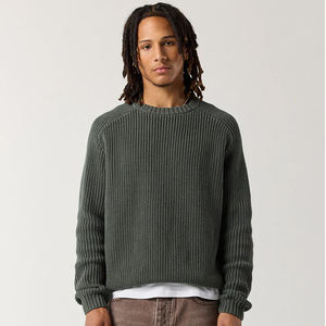 Venta al por mayor Otoño e Invierno Suéter Hombres Nuevo Color sólido Jersey de punto de algodón Casual Hombres Suéter trenzado Moda - Product Image 5