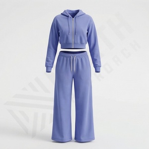 Meilleures ventes : Ensemble de survêtement décontracté deux pièces pour femme en 100 % coton, style streetwear, haut uni, personnalisable, idéal pour l'entraînement et le jogging - Product Image 1