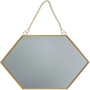 Art India Collections Espejo colgante de pared hexagonal de 8x9 pulgadas Vidrio enmarcado de metal dorado para bodas - Product Image 5