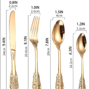 Gold Plated Wedding Silverware Wholesale High Elegant Luxury Dinnerware Cutleries Set <b>Flatware</b> In Affordable Prices - Product Image 3