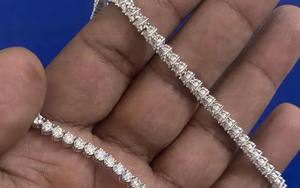 สร้อยเงินสเตอร์ลิง925สำหรับผู้ชายสร้อยคอเพชรแข็งแบบห่วงโซ่สำหรับเครื่องประดับแฟชั่นของผู้ชาย - Product Image 3