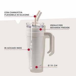 Borraccia Termica XXL 1.2L in Acciaio Inox Beige per Acqua Calda e Fredda da Viaggio - Product Image 2