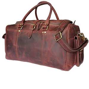 Accesorios de viaje de cuero genuino vacaciones gimnasio bolsa de lona FIN DE SEMANA equipaje Boxer tipo de cierre de cremallera - Product Image 6