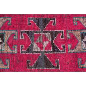 Tapis marocain vintage en laine 3,3x9,6 pieds, motif patchwork rouge, avec support en latex écologique - Product Image 5