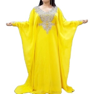 Robes de mariée américaines neuves en gros, longues, en velours, grande taille, pour femmes, à col montant, imprimées numériquement, pour l'été - Product Image 1