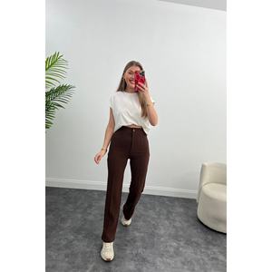 Tessuto in crêpe a vita Ultra alta da donna per pantaloni in Lycra Palazzo - Product Image 6