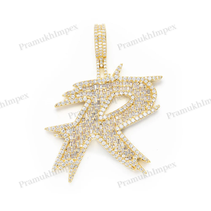 Custom Wholesale 925 Silver Moissanite Diamond Pendant Initial <b>Letter</b> Design Hip Hop Style Gold Plated Rapper Jewelry for Party - Product Image 4