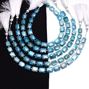 Lote de fábrica de piedra lunar azul natural con forma de rectángulo facetado, hebra de piedras preciosas de 8 pulgadas, 10X8 a 11X9 MM para la fabricación de joyas - Product Image 4