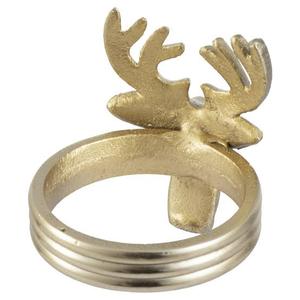 Anneau de serviette de table fait à la main en Inde, finition dorée, forme de cerf, en aluminium, taille personnalisable - Product Image 2