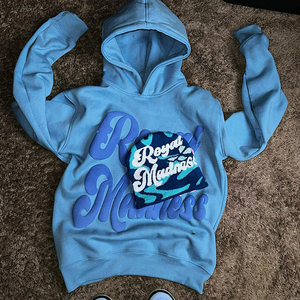 100% algodón polar Unisex Sudadera con capucha logotipo personalizado Hip Hop Oversize 3D Puff impresión sólido cremallera liso teñido Tie Dye Techniques - Product Image 6