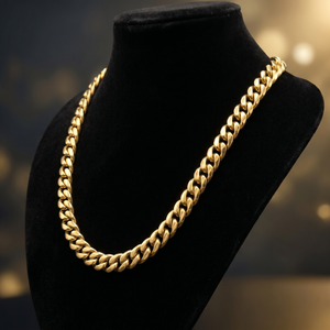 Collar unisex de eslabones entrelazados estilo Miami cubano, chapado en oro de 14K, tono cálido de lujo, cómodo para uso diario. - Product Image 2