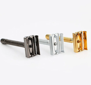Logo personnalisé Rasoir jetable pour hommes lame unique en acier inoxydable laiton poignée en métal double tranchant formation de poudre à raser de sécurité - Product Image 6