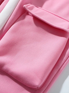 Pantalones de Hombre Rosa al por Mayor, Cómodos, Estilo Cargo, Bolsillos con Cremallera, Diseño Liso Teñido, Antiarrugas, Ropa Versátil para Hombre - Product Image 4