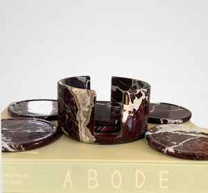 Juego de 6 Posavasos Red Zebra, Hechos a Mano con Mármol Rosso Levanto, Ónix, Cristal, Piedra Natural - Product Image 2