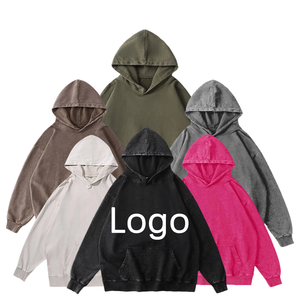 Sudaderas Cortas Extra Grandes con Lavado Ácido para Hombre, de Algodón, Lisas, al por Mayor, con Logotipo Personalizado Bordado, Estilo Vintage - Product Image 1