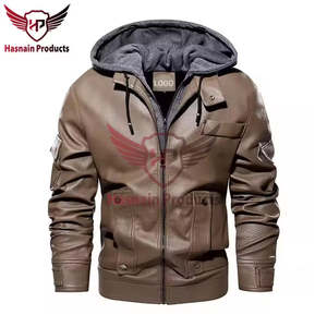 Premium Winter Men's XS Vintage Hooded Leather Jacket Customizable Design Trendy Plus Thickening Motorcycle Real Leather Jacket - Product Image 1