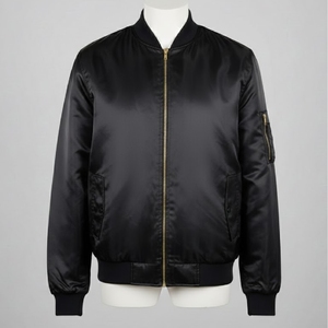 Veste varsity noire à fermeture éclair pour homme, veste letterman entièrement noire, blouson baseball à fermeture éclair, prix de gros - Product Image 1