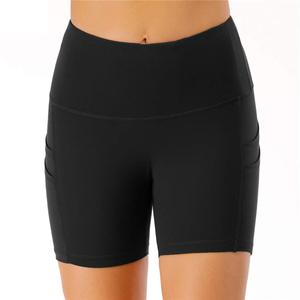 กางเกงขาสั้นเอวสูงสีดำย้อมสีสำหรับผู้หญิงกางเกงเล่นกีฬาฟิตเนสกางเกงเล่นโยคะ - Product Image 1