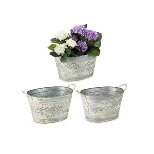 Lot De 3 Pots De Fleurs Top Vente Jardinière Galvanisée Jardinière Merveilleuse Conception Intérieur Extérieur Décor Jardinières Au Prix Le Moins Cher - Product Image 1