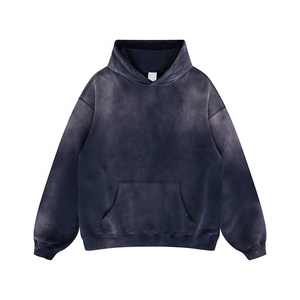 Sweat à capuche surdimensionné brodé avec logo personnalisé Streetwear délavé à l'acide pull pour hommes 100% coton saison d'hiver - Product Image 5