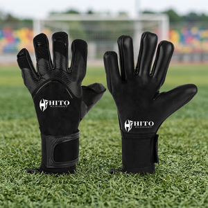 Custom Design Black Neoprene German Latex Emboss Soccer Goalkeeper Gloves 4mm German Latex Sillicon inject Negative Cut - Product Image 5