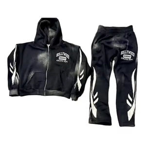 Conjunto Deportivo de 2 Piezas, Holgado, 100% Algodón, con Pedrería, Personalizado, Unisex, Estampado, de Secado Rápido, Transpirable y Moderno para Invierno - Product Image 1