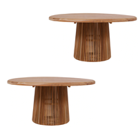 Table à manger élégante en bois de teck massif pieds de panier convertibles fabriqués à la main pour les intérieurs rustiques modernes Boho pour la maison hôtel