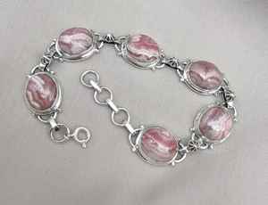 Rhodochrosite 925 <b>Sterling</b> <b>Silver</b> Bracelet Handmade Gemstone For Women Artisan Boho Ethnic Jewelry Fashion - Product Image 3