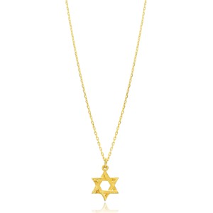 Collar con Colgante de Estrella de David, Diseño Simple, Joyería Artesanal Turca de Plata de Ley 925, Venta al Por Mayor - Product Image 1