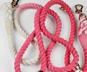 Cotton Rope Barking Pink <b>Dog</b> Leash & <b>Collar</b> Set Customized Colored Cotton Rope Handmade <b>Dog</b> Leash Pet Leash Set - Product Image 2