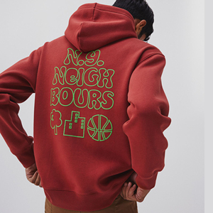 Sweat à capuche en coton mélangé Coupe décontractée avec capuche à cordon de serrage à deux plis, poche kangourou Prix de gros pas cher - Product Image 6