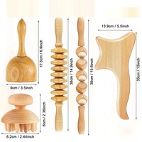 Kit d'outils de massage en bois 5 en 1 pour le modelage du corps, masseur lymphatique en bois pour la cellulite, kit d'outils Gua Sha en bois