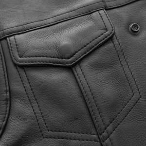 Gilet en cuir pour homme, vêtement d'extérieur, bouton en corne, design personnalisable, production rapide, qualité d'exportation, fabricant pakistanais - Product Image 4