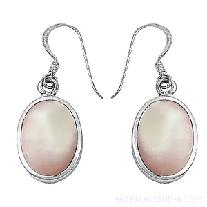 Boucles d'oreilles vintage en argent sterling 925 avec nacre rose de qualité supérieure, cadeau pour femmes - Product Image 3