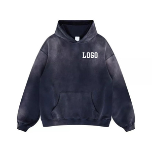 Sweat à capuche zippé pour homme avec logo personnalisé, en coton lourd, surdimensionné, streetwear, vintage, délavé à l'acide, sweat à capuche zippé pour homme - Product Image 2