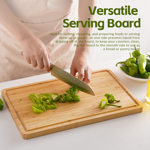 Nouveau produit 2024, ensemble de 3 plateaux de service en bambou de haute qualité, planche à découper avec support - Product Image 3