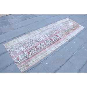 2.6x8.3 ft Turkish <b>Runner</b> Rug, <b>Red</b> White Vintage Polka dot Wool Rug - Product Image 3