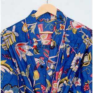 100% Cotton Kimono Robes, Pure Cotton Kimono Hand Block Printed Cotton Kimono Shower Robe <b>Spaghetti</b> <b>Strap</b> for Wholesale - Product Image 4