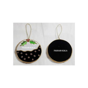 Más atractivo bordado dorado Zari trabajo tradicional forma redonda adornos colgantes de Navidad para festivales decoración de árboles - Product Image 1