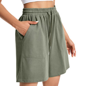 Short d'été en coton respirant de haute qualité Short à broderie personnalisée pour femmes Coupe ample avec poches latérales - Product Image 2