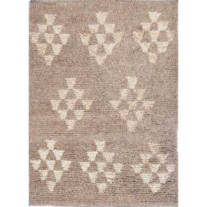 พรมขนสัตว์ถักมือสีเบจและสีน้ำตาลลายเรขาคณิตสำหรับห้องนั่งเล่น ขนาด 9x12 ฟุต รูปทรงสี่เหลี่ยมผืนผ้า พรมปอกระเจาสำหรับบ้าน รุ่น Pae-299 - Product Image 1