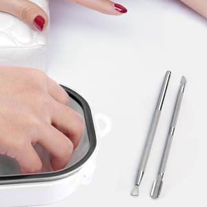 Pousse-ongles à cuticules pointus à double extrémité de haute qualité Logo personnalisé Pousse-cuticules en acier inoxydable pour manucure double face - Product Image 2