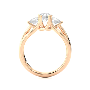 แหวนมอยส์ซาไนต์ทรงกลม 2 กะรัต ประดับด้วย 3 เม็ดในตัวเรือนโรสโกลด์ - Product Image 3