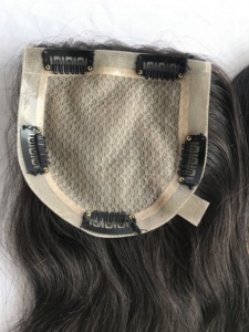 Extensiones de cabello humano virgen de templo indio de alta calidad 100% crudo sin procesar 18 ''5x5 Natural Wave Topper suave indio - Product Image 4