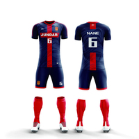 Ensemble de survêtements de football personnalisés en gros, imprimés par sublimation, respirants, de haute qualité, 100 % polyester