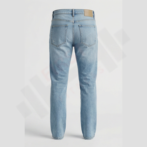 Jeans en denim respirant pour homme, design 2025, logo personnalisé, style droit, hiver automne, lavage à l'eau, bouton, lavable, tricoté en vrac - Product Image 2